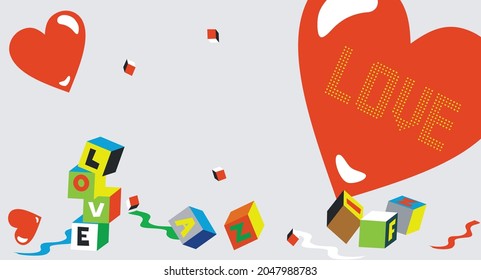 vector of love and block shape, can be used as a background

