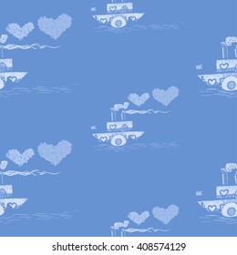 Vector love boat seamless pattern