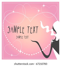 Vector love card jewelry and beauty woman silhouette