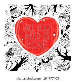 Vector love card on white background