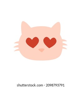 Vector love cat with heart-shaped eyes
