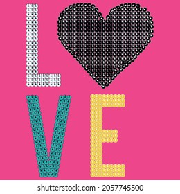 vector love in colorful sequins