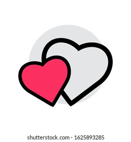 Vector love couple symbol icon. 2 Heart icon illustration