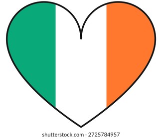 Diseño de amor de Vector con colores de la bandera irlandesa para el día de San Patricio