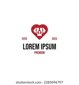 Vector love dog logo design concept illustration idea
