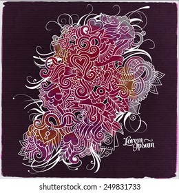 Vector love doodles watercolor card design