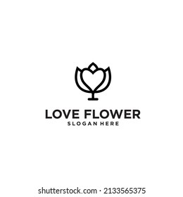 Vector love flower heart logo template