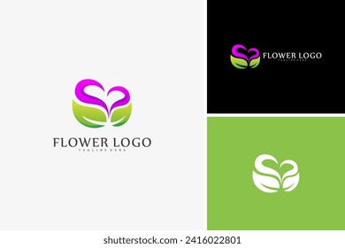 Vector love flower logo design, Love tulip logo design template
