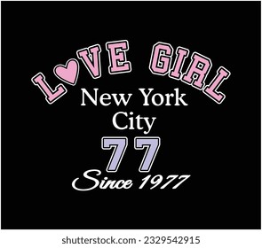 vectorial love girl new york city sloganı