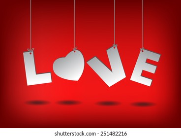 Vector : LOVE hang with rope and red background