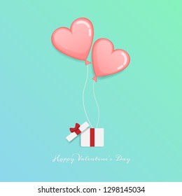 vector of love and Happy Valentines day. open gift box with heart float up to sky with message Happy Valentine's day text. Valentine greeting card
