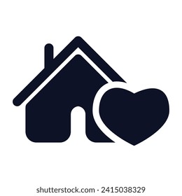 Vector love heart home house logo design.