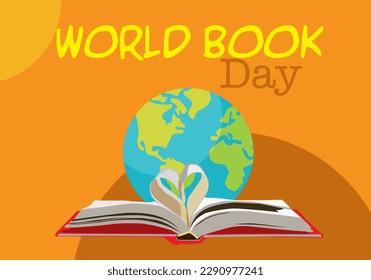 vector love heart shape in paper page of book celebrate world book day