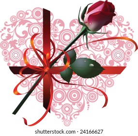 Vector love hearts with a beautiful red rose. Vector images scale to any size.