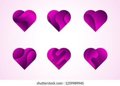 Vector love hearts icons set. valentines day greeting design element.