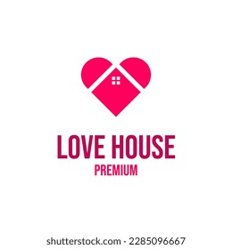 Idea del concepto de diseño del logotipo del icono de la casa de amor del vector