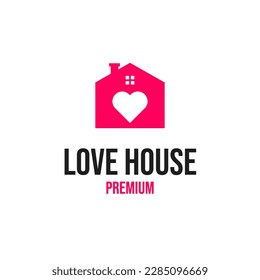 Vector love house icon logo design concept illustration idea