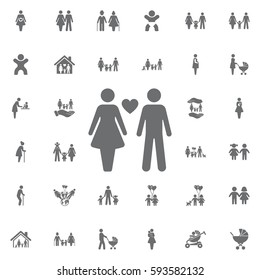 Vector love Icon on white background. Set of family icons