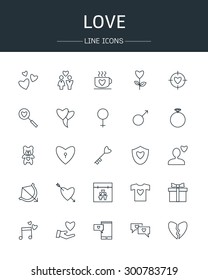 vector love icons line style