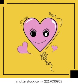 Vector love illustration with characters. Object isolated by deep yellow color. Suitable for use for banner elements, cover designs, business cards, element design assets and others