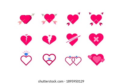 Vector of Love Illustration Icon Clip Art Bundle Set suitable for love romantic graphic need