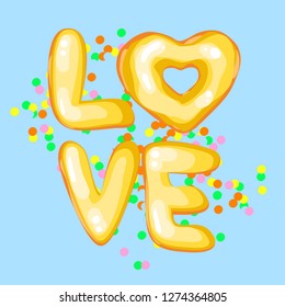 Vector Love illustration. Lettering print. Food,donut. Lettering.  Perfect for greetings, invitations, manufacture wrapping paper, textile and web design. Vector illustration.