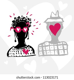 Vector love illustration with man and woman