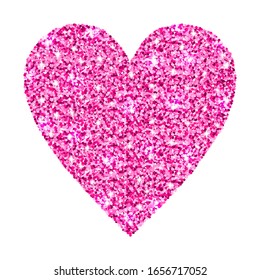 Vector love illustration with sparkle pink glitter heart. Shining luxury background for Valentine’s day 