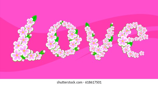 Vector love inscribed with spring flowers
