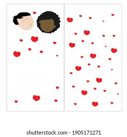 Vector love and kiss postcard