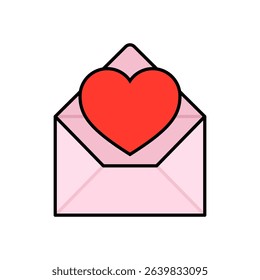 Vector Love Letter Heart in Envelope Illustration