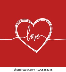 vector love lettering with line art style.Vector illustration.