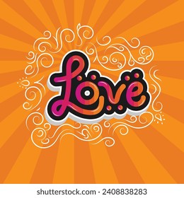vector love lettering in typography style