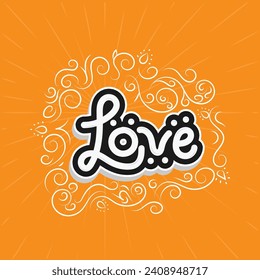 vector love lettering in typography style