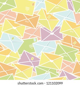 Vector love letters envelopes seamless pattern background with hand drawn elements.