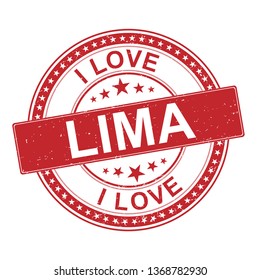 Vector i love lima grungy web rubber stamp