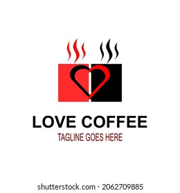 Vector love logo formed from the handle of a coffee mug