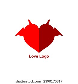 vector love logo with wings and horns on it. The combination of red depicts courage and a very high level of caring.