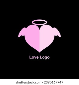 vector love logo with wings and a mix of pink, depicting feelings of love, affection and care. Very suitable as a logo for organizations operating in the health and care sector.