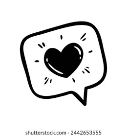 vector love message element vector in doodle style.
