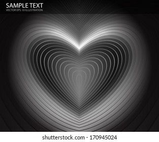 Vector love  metal silver  heart design template - Heart background illustration for modern design 