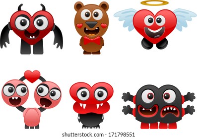 vector love monsters set 1 - Separate layers for easy editing