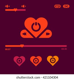 vector love music player buttons 
