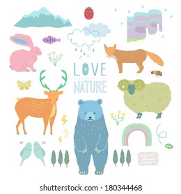 Vector Love Nature Illustrations set