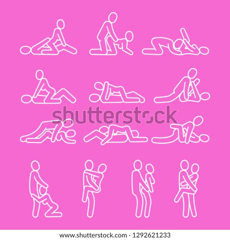 Vector love outline. Sexual position line icons