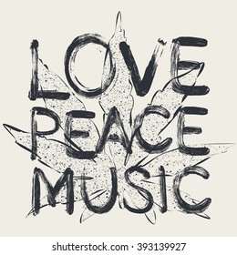 Vector Love Peace Music, T-shirt Design