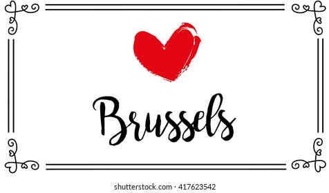 vector love postcard brussels city 