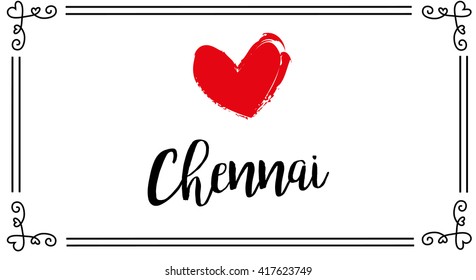 vector love postcard chennai city 