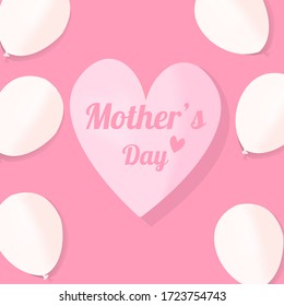 Vector love postcard for Happy Mother's.illustration of balloons and background