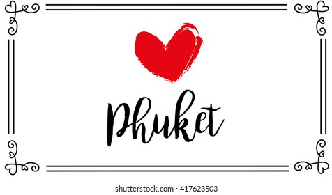 vector love postcard phuket city 
